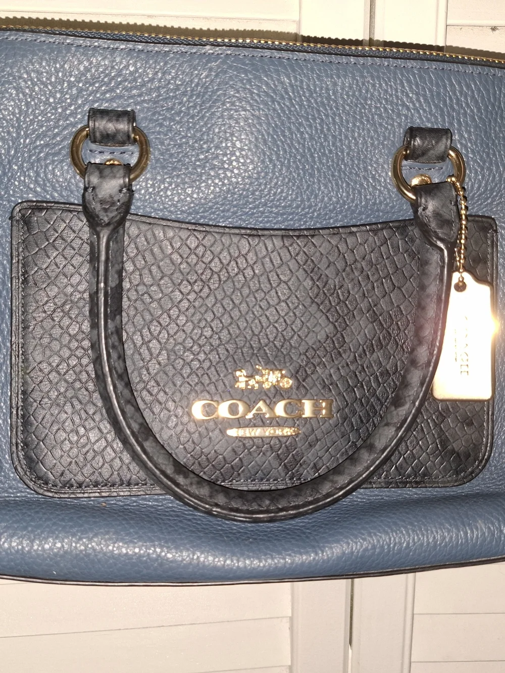 Coach Teal Leather Crossbody with Black Trim and Gold Hardware
